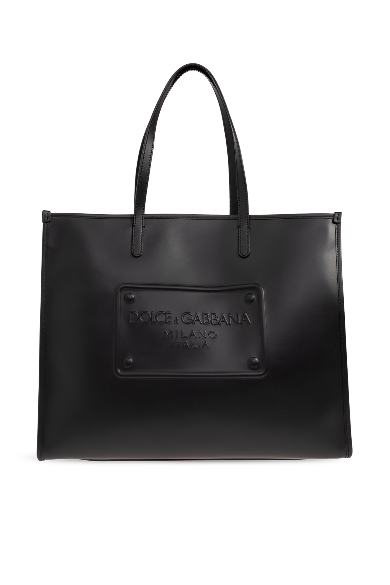 Dolce Gabbana Logo embossed Leather Tote Bag In Black ModeSens